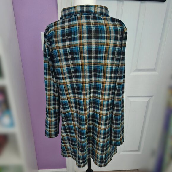 Orange Fashion Village Plaid Long Sleeve Button Up Shirt - Picture 3 of 10